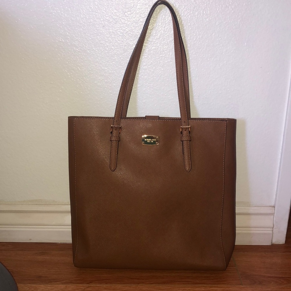 Michael Kors brown leather tote bag